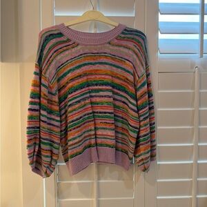 Colorful Striped Women's Crew Neck Sweater